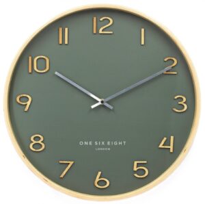 wallace-olive-green-gold-30cm-silent-wall-clock