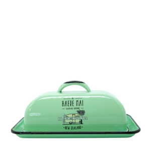 haere-mai-green-enamel-butter-dish