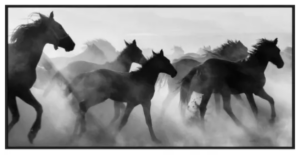 wild-horses-canvas-with-black-frame-140x70h