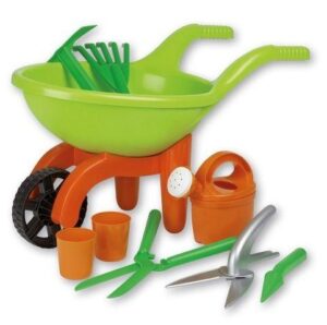 green-garden-wheel-barrow-garden-set