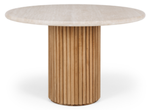 Rho Dining Table 1.2 Round Travertine & Oak