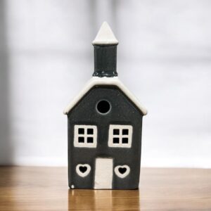 ceramic-grey-church-sml-tealight-house-85x72x18h