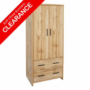 Nova 2Draw 2Door Wardrobe Natural Wood 800X523X180