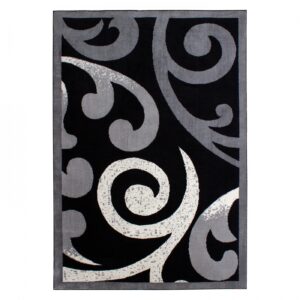 Urban Black Grey Koru Rug 1.5X2.2 Polyester