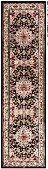 Iranshar Traditional Black Rug 0.8x3.0M