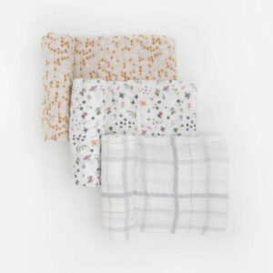 Cotton Muslin Swaddle 3Pk Garden Bees