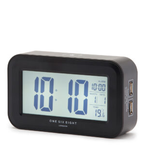 Rielly Black Digital Rectangle Alarm Clock 9X15X5