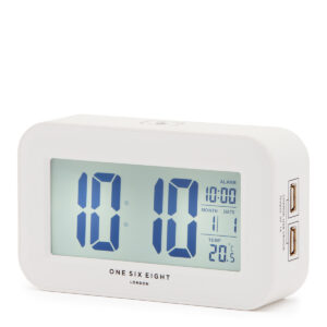 Rielly White Digital Rectangle Alarm Clock 9X15X5