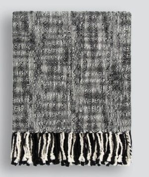 Varese Black Wool Cotton Blend Throw 125X150Cm