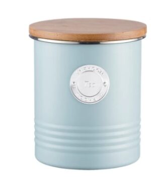 Typhoon Blue Tea Storage 1Lt 14X12Cm Bamboo Lid
