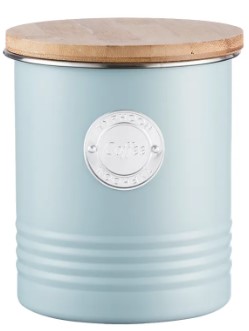 Typhoon Blue Coffee Storage 1Lt 14X12Cm Bamboo Lid