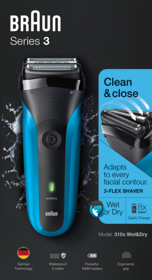 Braun Series 3 310S Wet & Dry Shaver Black & Blue