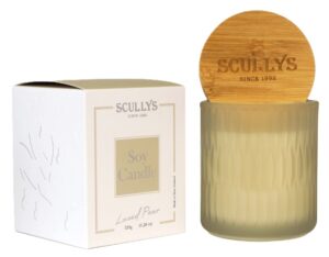 Scullys Laced Pear Soy Candle 320G In Glass Jar Wi