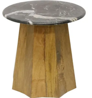 Zendaya Lamp Table Walnut W/Marble Top 50X50X50