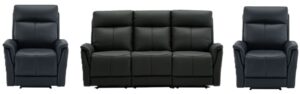 Bronx La Z Boy Electric 3 + 1 + 1 Black Leather