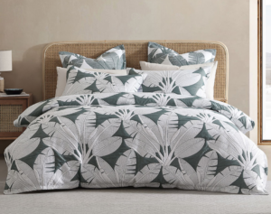 Lagos Olive Jacquard Queen Duvet Cover Set