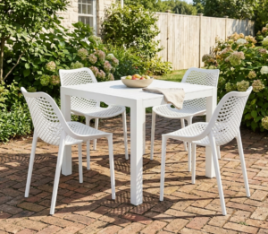 Matzo White Table 900X900 + 4 Nikita Chairs