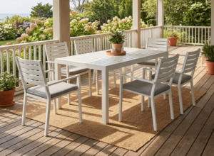 Matzo White Table 1600X900X750H + 6 Mayfair Chairs
