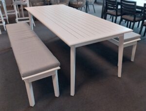 Mantra White Outdoor 2.1 Table + 2 Bench Seats