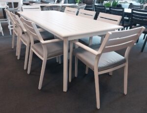 Mantra White Outdoor Table + 8 Mantra Chairs