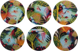 Wahine In Water Glass Coasters In Holder Set Of 6