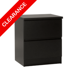 Roma 2Dr Bedside Cabinet Black 480X396X555H