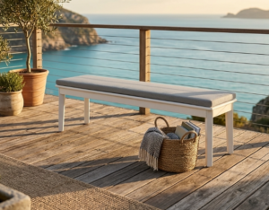 Mantra White Outdoor Bench With Cushion 1800X400
