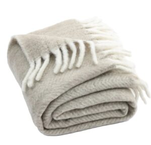 Woven Herringbone Nz Wool Natural Throw 130X200Cm
