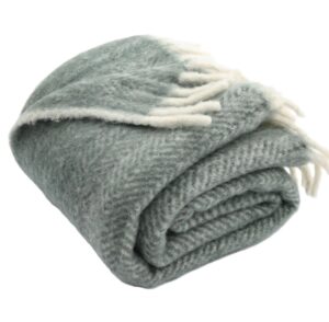 Woven Herringbone Nz Wool Slate Throw 130X200Cm