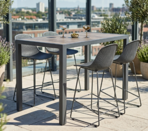 Tuscany Gunmetal Bar Table + 4 Gardenia Stools
