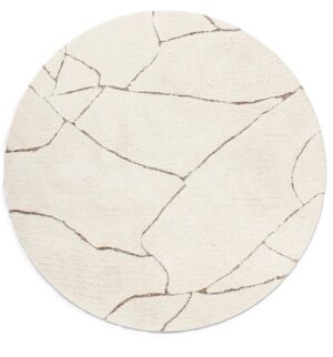 Aria Ivory Shaggy Carved Round Floor Rug 2.0M