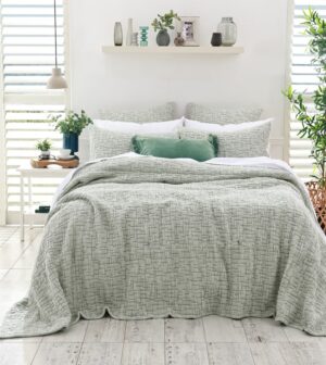Livie Mist Cotton Jacquard Bedspread Queen