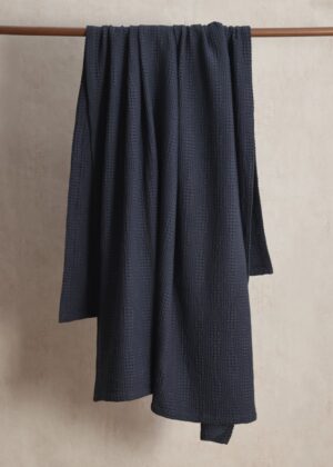 Ansel Navy Cotton Waffle Throw 150X200