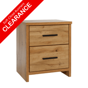 Nova 2Dr Bedside Cabinet Natural Wood 480X396X555H