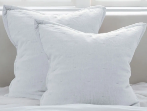 Laundered Linen Pewter Quilted Euro Pillowcases