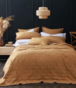 Laundered Linen Cumin Cali King Bedspread Set