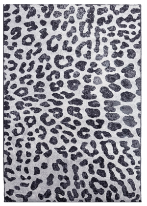 Asana Leopard Print Blk Wht Short Pile Rug 1.6X2.3M