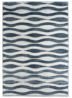 Asana Wave Print Blue Grey Short Pile Rug 1.6x2.3M
