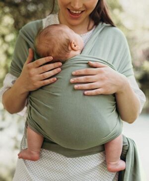 Boba Wrap Grey Khaki Stretchy Baby Wrap