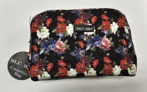 Bluhen Black Floral Cosmetic Bag