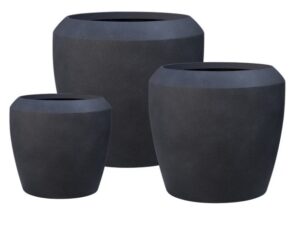 Artemis Stone Lite Planter Set Of 3 Coal Black