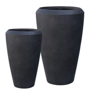 Artemis Stone Lite Planter Set Of 2 Coal Black