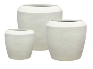 Artemis Stone Lite Planter Set Of 3 Chalk Beige