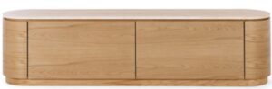 Takita Oak Tv Stand W/Travertine Top 180X35X45