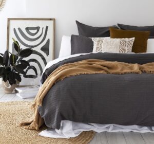 Eucla Jacquard Charcoal Single Duvet Cover