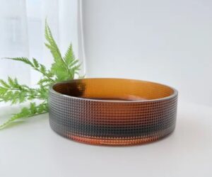 Fleur Textured Glass Bowl Amber