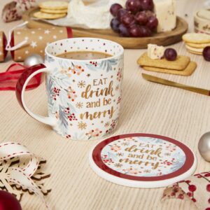 Eat Drink And Be Merry Mug & Coaster Set