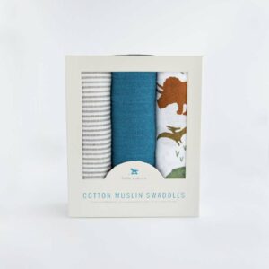 Cotton Muslin Swaddle 3Pk Dino Friends 2