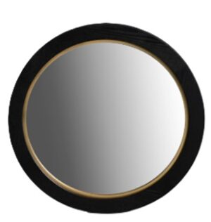 Black Oak & Gold Medium Round Mirror 650Mm