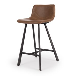 Rustic Bell Cognac Barstool Iron Wide Leg